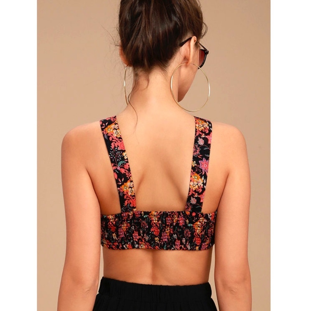 NWT Free People Floral Crop Tie Front Top Sz S - Picture 3 of 12